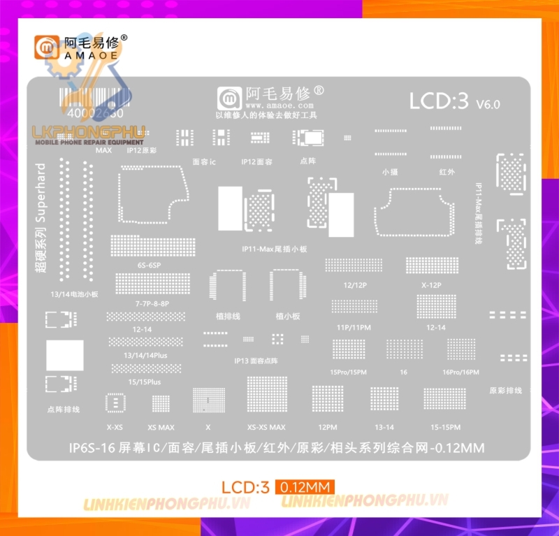 Vỉ làm chân IC Màn Hình IP Từ 6G-16PRM Ver Mới Nhất