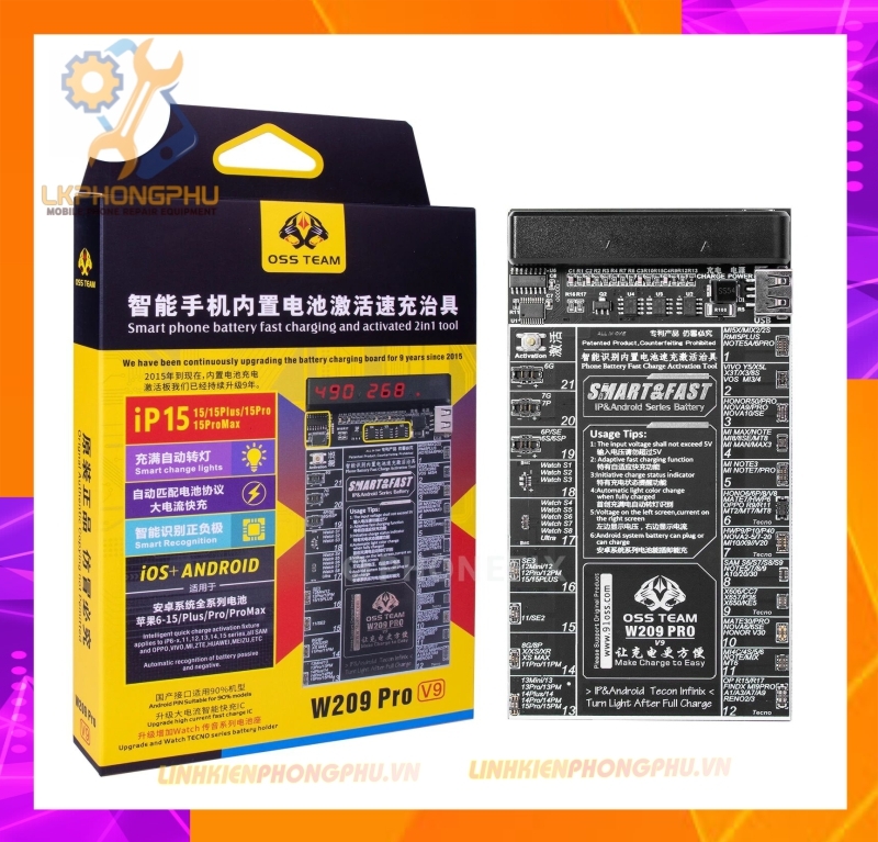 Mạch Kích Pin OssTeam W09 Pro V9 iPhone ( 6G-15ProMax ) - All Android 