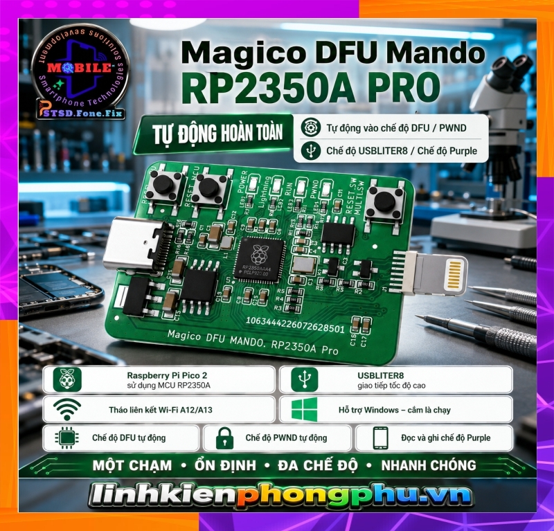 Thiệt Bị Magico DFU MANDO RP2350A Pro Auto DFU + PWN MODE Usbliter8