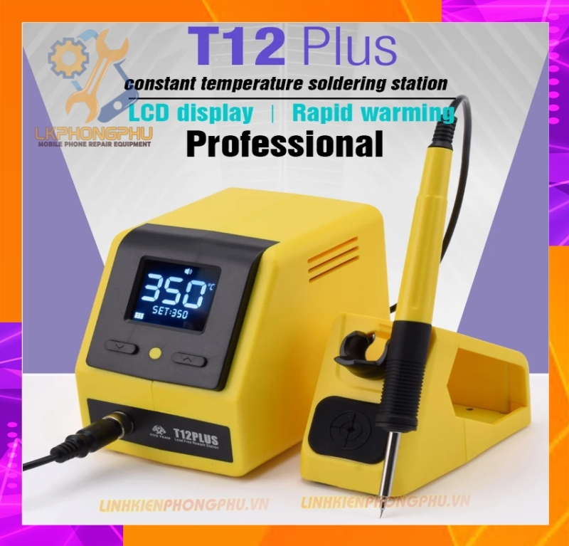 Trạm hàn T12 Plus Chính hãng OssTeam New 2023 CS75W Nhiệt độ 100 – 480°C ( Kèm Mũi Cong T12-BLS ) 