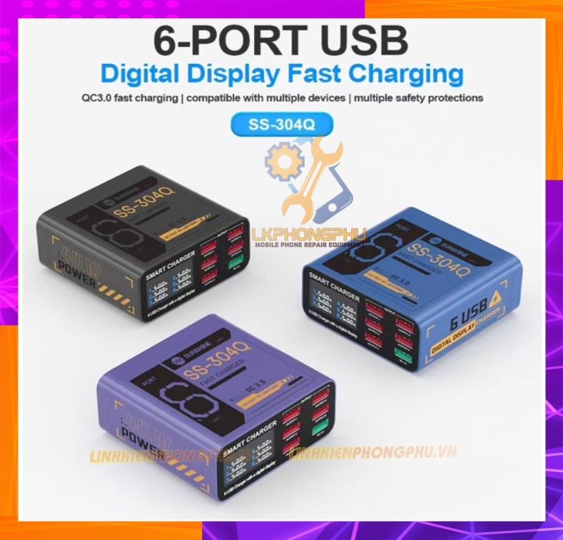 Bộ Sạc USB 6 Cổng Test Dòng Sunshine SS 304Q