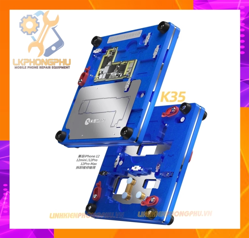 Bộ Đế Kẹp Main Mijing K35 Kèm Vỉ Làm Chân Viền 4 in 1: 12/12mini/12Pro/12ProMax 