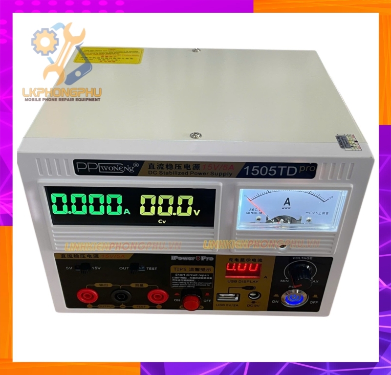 Cấp Nguồn 1505TD Pro -PPDWoNeNg (15V-5A) Kim Và Số (New)