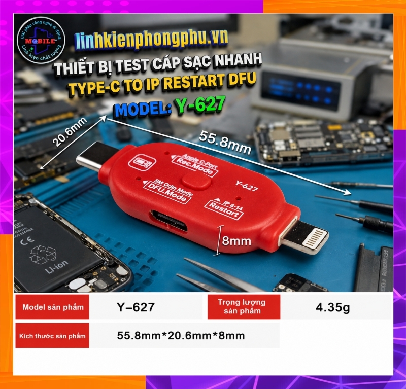 Thiết bị DFU & Recovery YCS Y-627 hỗ trợ iPhone 6 – 14 - Samsung Chạy Phần Mềm 