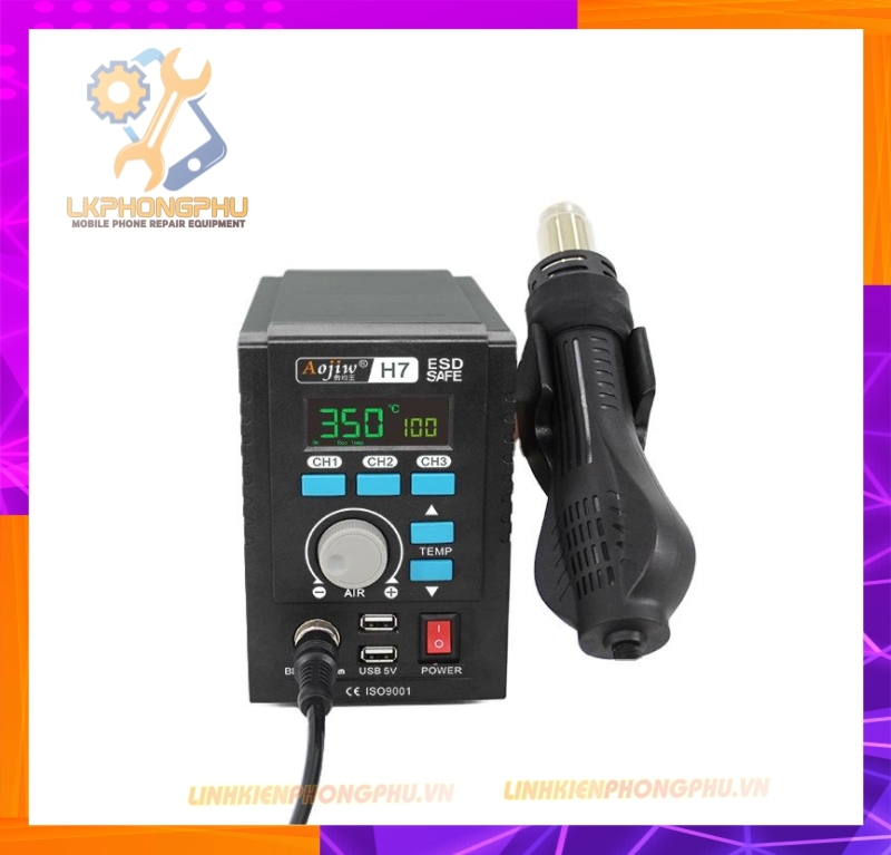 Máy Khò Aojiw H7 3 kênh nhớ kèm cổng USB 1000W / 100-500°C