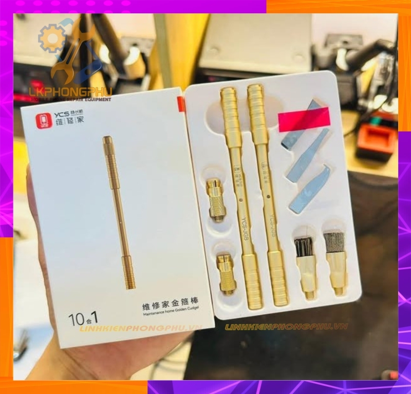Bộ Tool Cán Dao Kèm Lưỡi Dao và 2 đầu chổi vệ sinh làm IC YCS JGB 10 in 1 