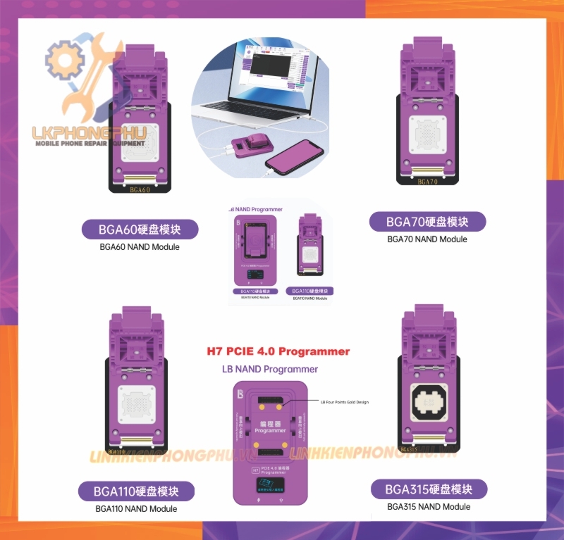 Luban H7 PCIE 4.0 Programmer Chuyên làm Ổ Cứng. WiFi...iPhone. iPad. Macbook. iMac...