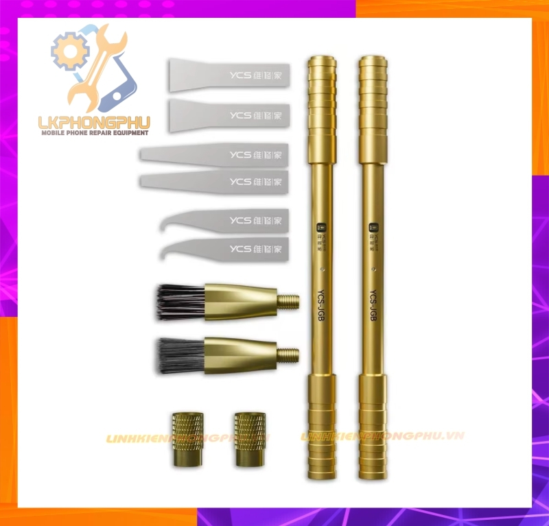 Bộ Tool Cán Dao Kèm Lưỡi Dao và 2 đầu chổi vệ sinh làm IC YCS JGB 10 in 1 