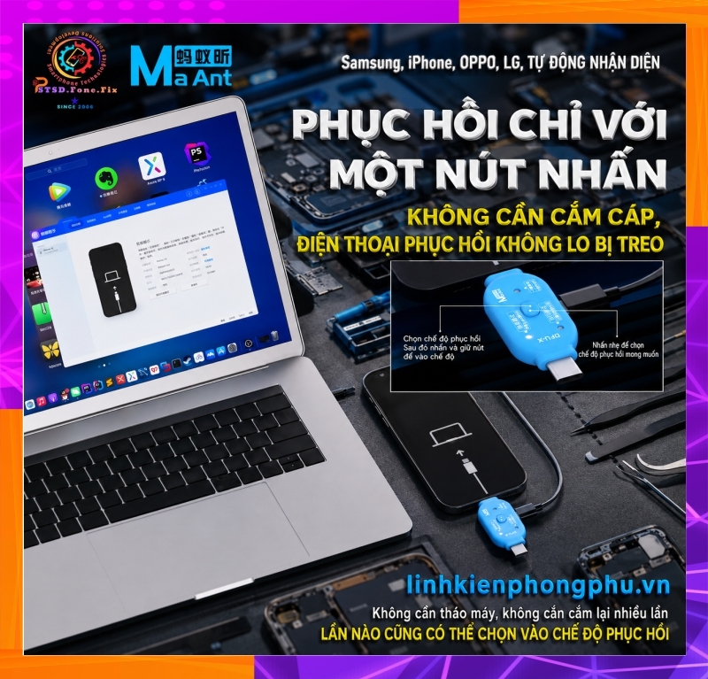 Thiết bị DFU & Recovery MaAnt DFU-X hỗ trợ iPhone – Samsung, chạy phần mềm điện thoại