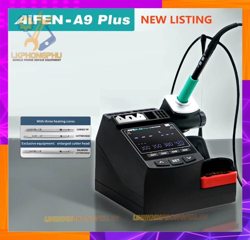 Máy Hàn AiFen A9 Plus New 2024 CS 160W Kèm 3 mũi C210 ( Cong / Cắt / Thẳng ) 