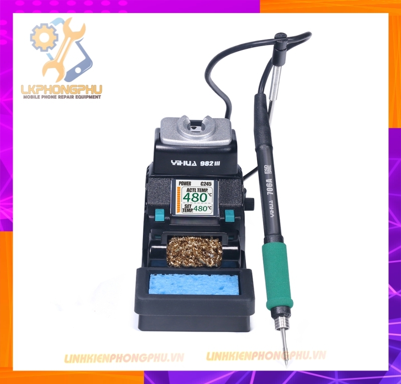 Trạm Hàn YIHUA 982-III (Tay hàn mũi hàn Chuyên Câu C115) CS30W Nhiệt Từ 90°C-450°C