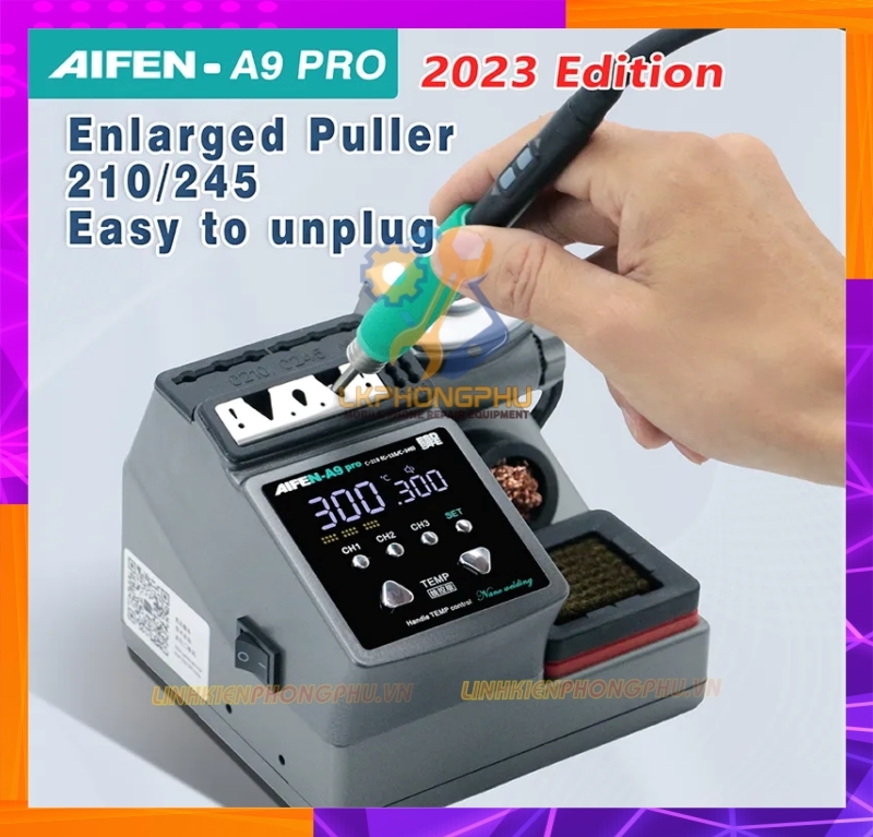 Máy Hàn AiFen A9Pro 2023 Edition CS 120W Kèm 3 mũi C210 ( Cong / Cắt / Thẳng )