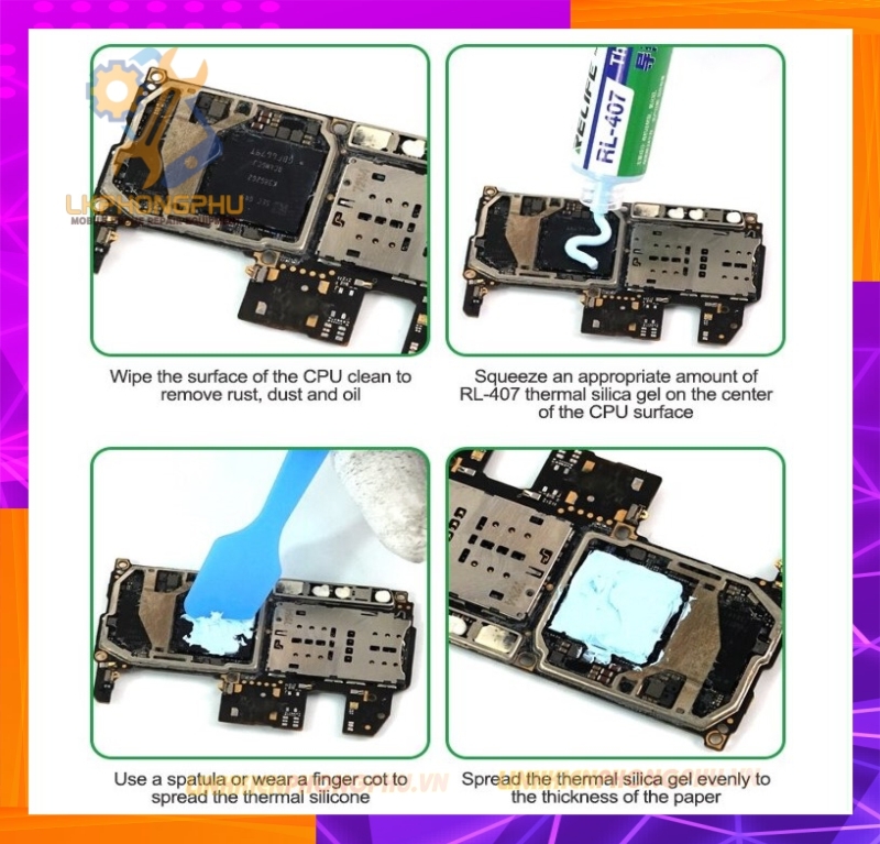 Keo Tản Nhiệt CPU cho điện thoại iPhone - Android All Smartphone Relife RL- 407 ( Đen, Hồng, Xanh )