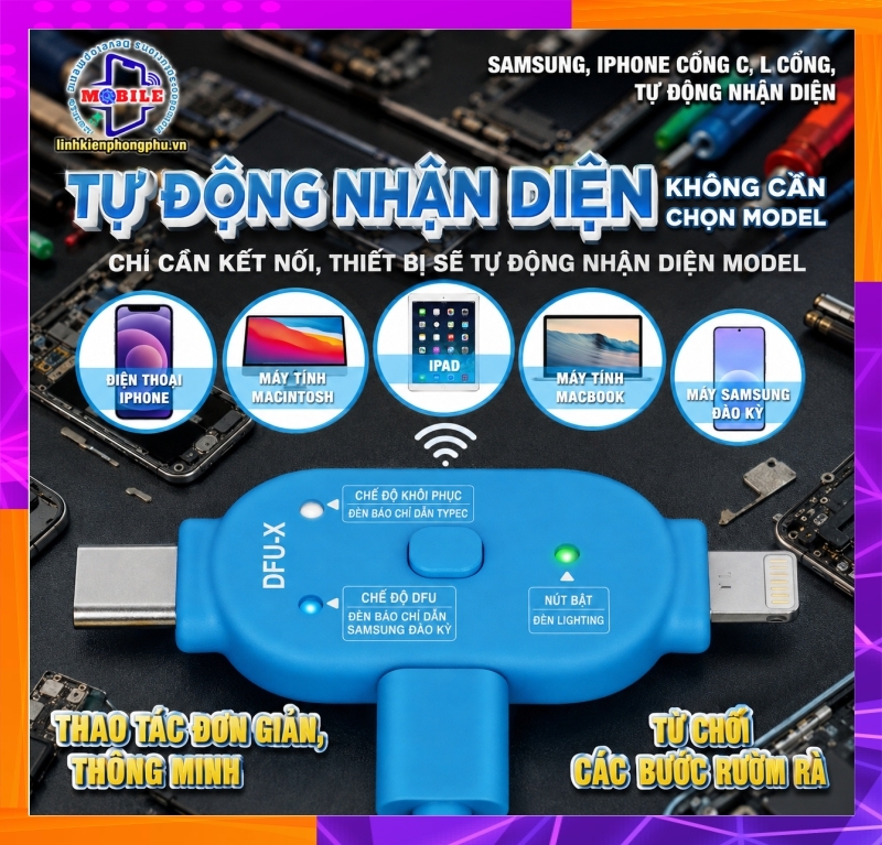 Thiết bị DFU & Recovery MaAnt DFU-X hỗ trợ iPhone – Samsung, chạy phần mềm điện thoại