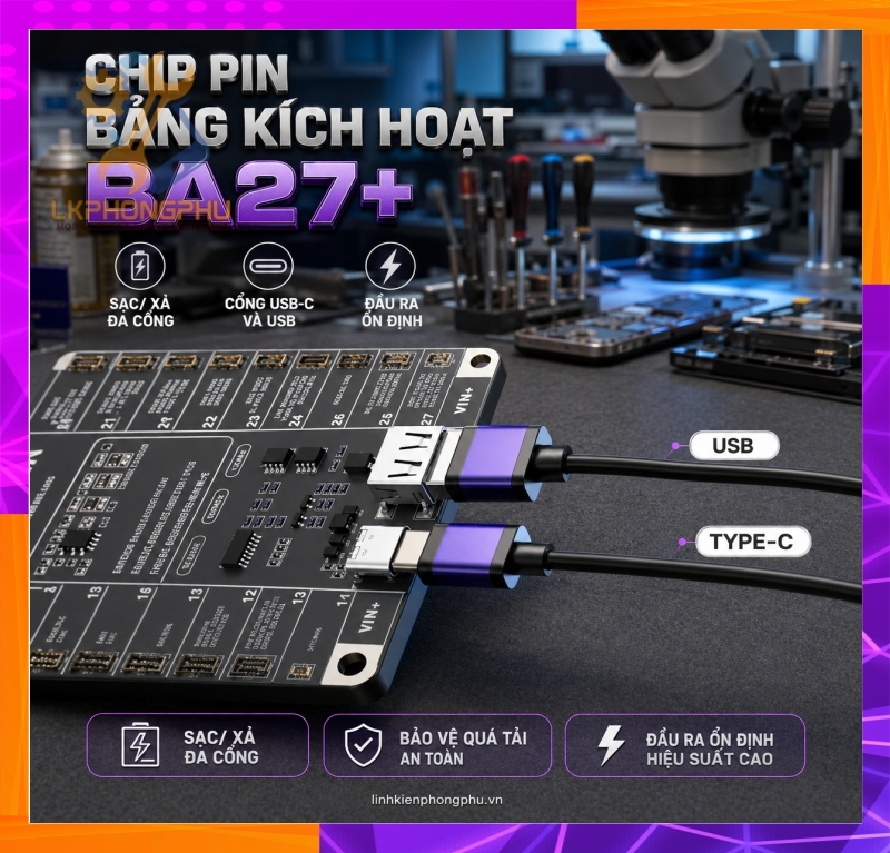 Mạch Kích Pin Mechanic BA27+ iPhone 6-17 - 400+ Android