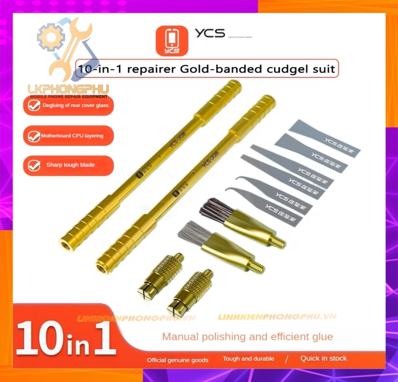 Bộ Tool Cán Dao Kèm Lưỡi Dao và 2 đầu chổi vệ sinh làm IC YCS JGB 10 in 1 