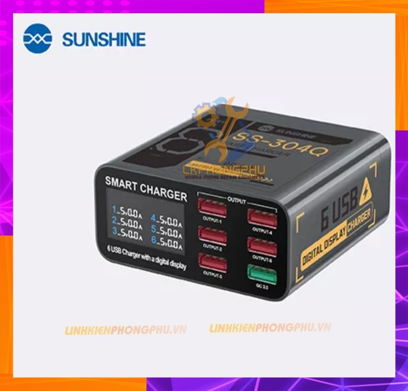 Bộ Sạc USB 6 Cổng Test Dòng Sunshine SS 304Q