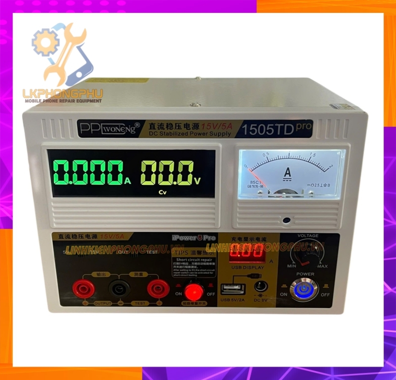 Cấp Nguồn 1505TD Pro -PPDWoNeNg (15V-5A) Kim Và Số (New)