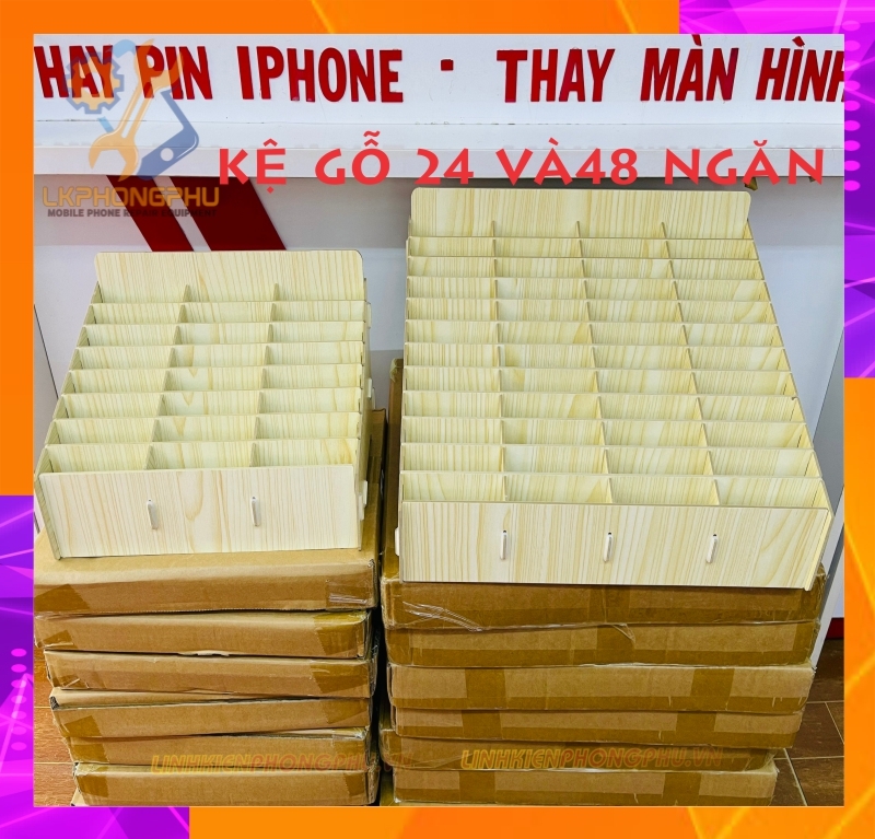 Kệ gỗ trưng màn hình 24 và 48 Ngăn