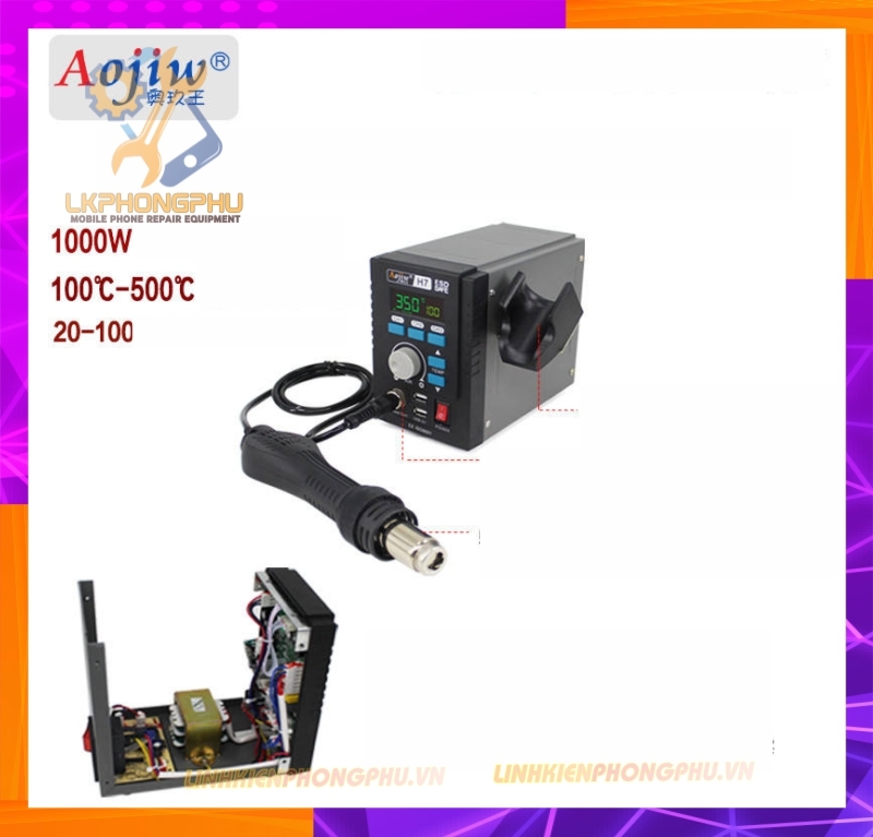 Máy Khò Aojiw H7 3 kênh nhớ kèm cổng USB 1000W / 100-500°C