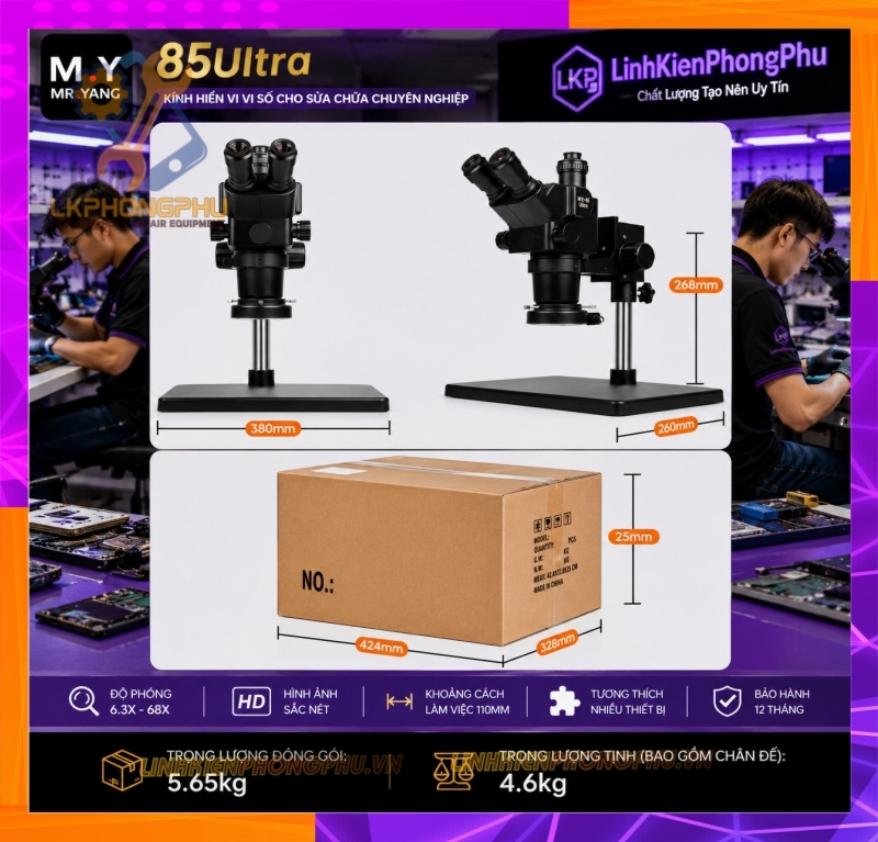 Mr.Yang MY-85 Ultra (hay YCS Mr.Yang 85 Ultra) Dòng kính hiển vi soi nổi 3 mắt chuyên nghiệp