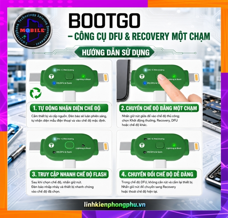 Thiết bị vào DFU - Recovery iPhone - Android 2UUL TG01 Boot Go One-Click DFU Recovery Model Tool điện thoại
