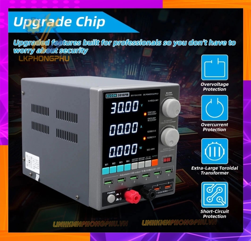 Máy Cấp Nguồn Chính Hãng Sugon 3010PM ( 30V/10A ) CS 310W ( Đồng Hồ 4 Số ) 2026