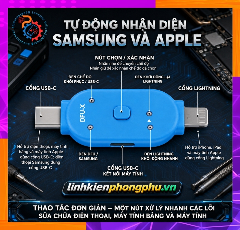 Thiết bị DFU & Recovery MaAnt DFU-X hỗ trợ iPhone – Samsung, chạy phần mềm điện thoại