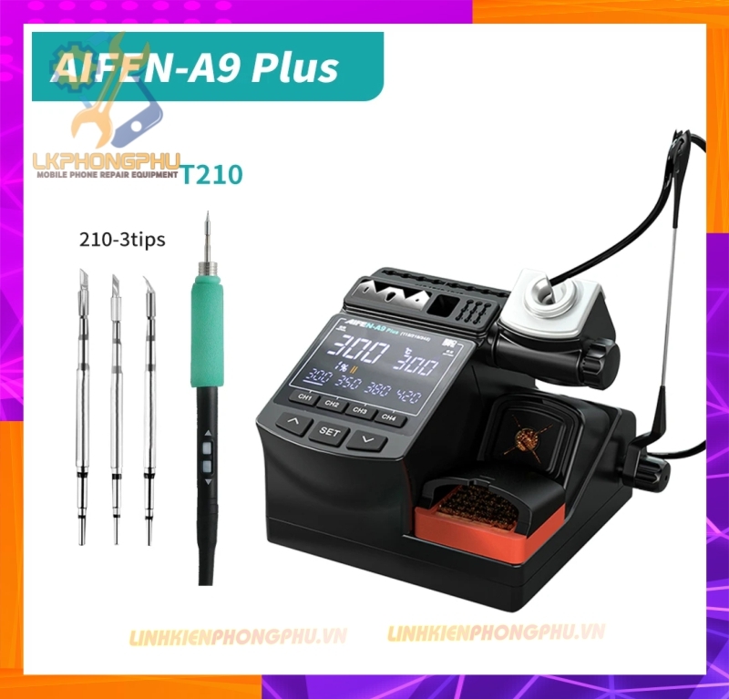 Máy Hàn AiFen A9 Plus New 2024 CS 160W Kèm 3 mũi C210 ( Cong / Cắt / Thẳng ) 