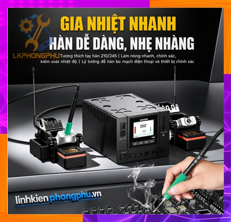 Máy Hàn 2 Tay Sugon T66 CS 230W ( 2 Tay C210 và C245 Kèm 6 mũi )