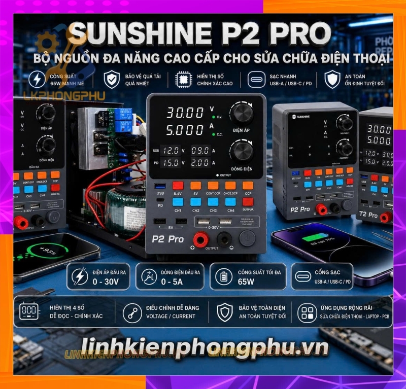 Máy cấp nguồn thông minh SUNSHINE P2 Pro (30V - 5A / 330W)