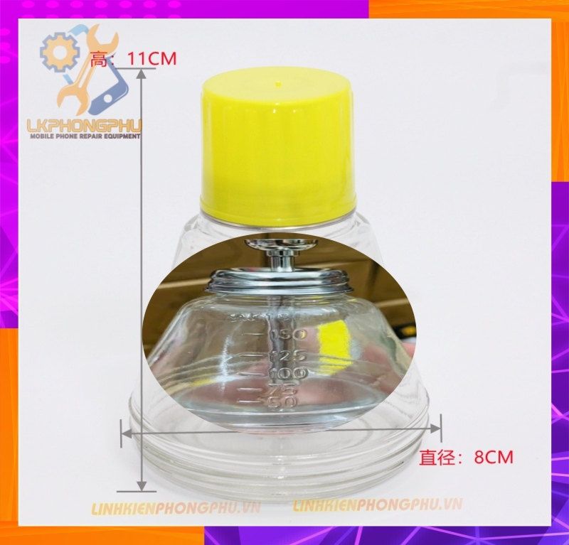 Bình đựng xăng thủy tinh Miệng Tròn Nhỏ 180ml