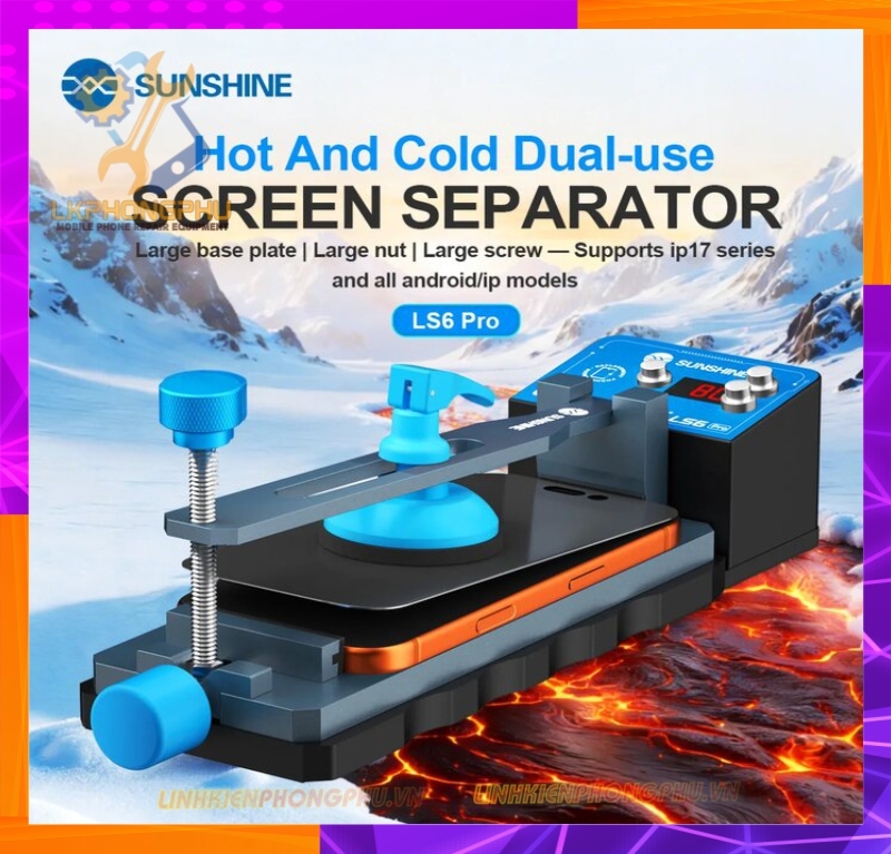 Đế Kẹp Gia Nhiệt Tháo Màn Hình Sunshine LS6 Pro nóng lạnh 0°-80°C