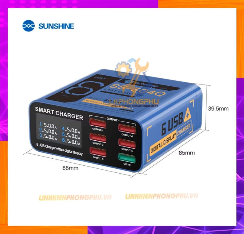 Bộ Sạc USB 6 Cổng Test Dòng Sunshine SS 304Q