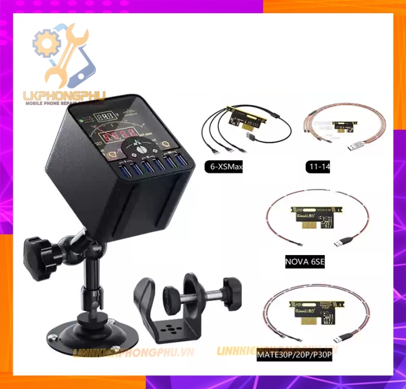 Đồng Hồ Đo Cấp Nguồn Qianli - YCS LT2 = Kèm 4 Adapter 6-XSM / 11-14 / Nova/6Se / Mate 30P/20P/P30P