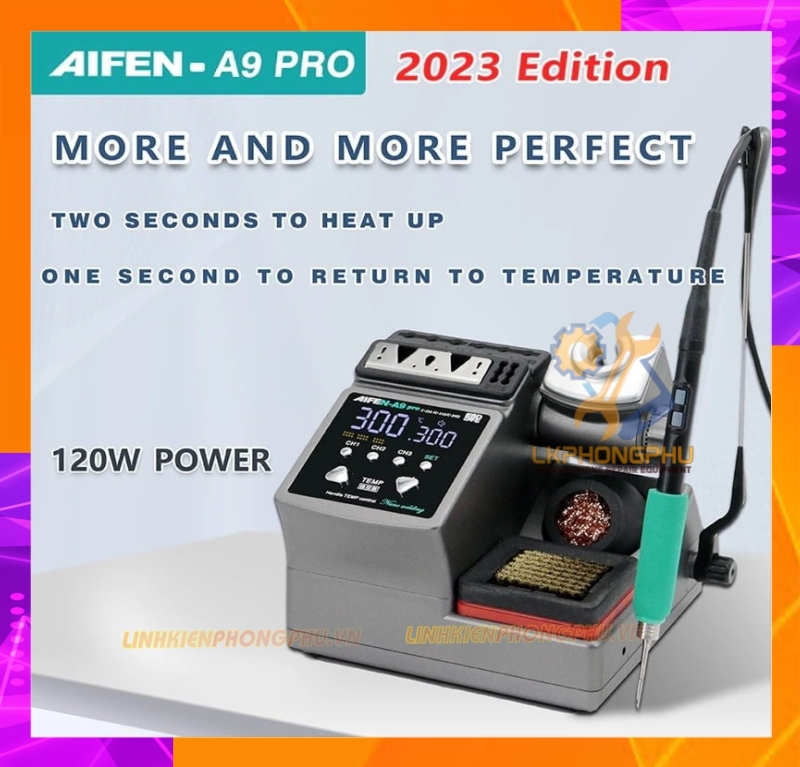 Máy Hàn AiFen A9Pro 2023 Edition CS 120W Kèm 3 mũi C210 ( Cong / Cắt / Thẳng )