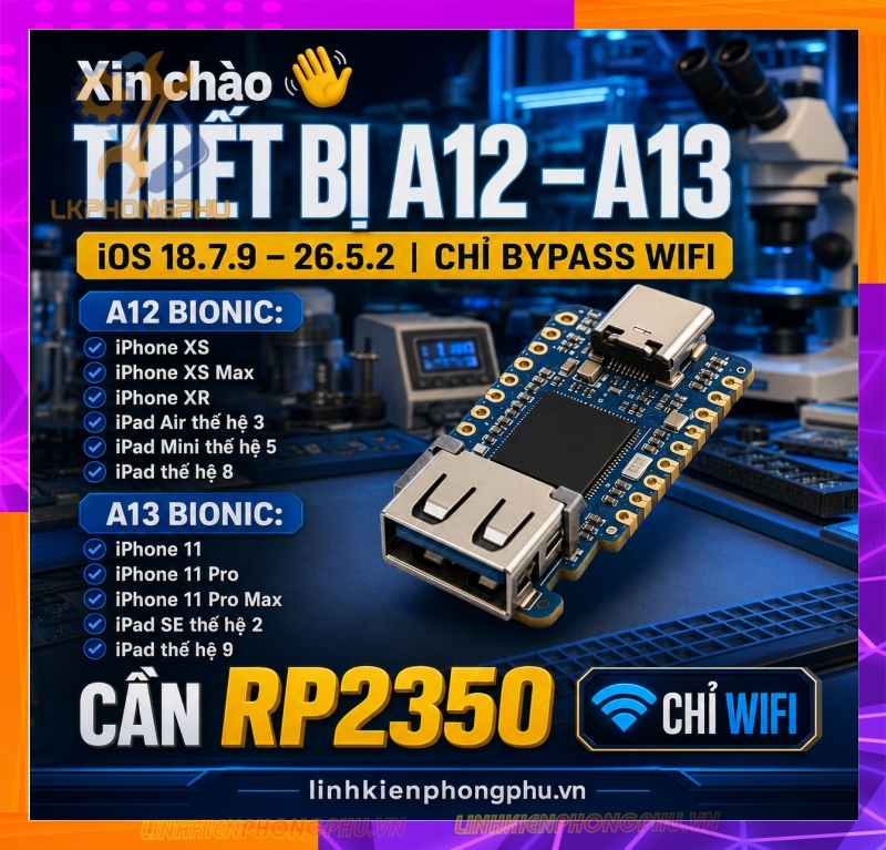 Mạch Bypass A12/A13 WaveShare RP2350-USB-A- Raspberry Pico 2 (Micro và Type C) - RP2350 Zero Mini