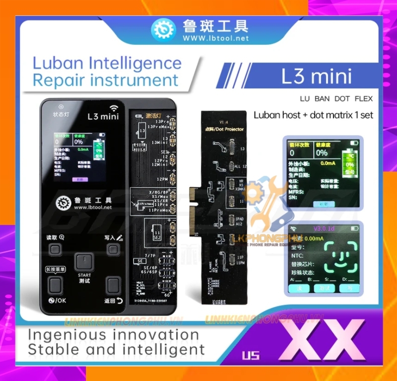Box Luban L3mini sửa Pin, sửa Face , sửa Camera, Truetone....