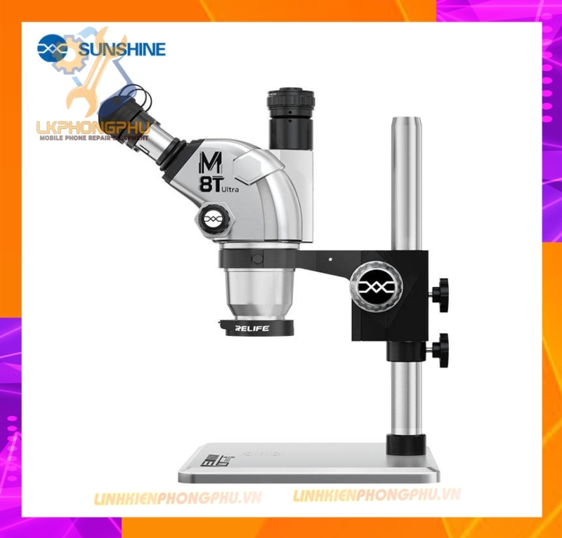 Kính hiển vi Sunshine M8t Ultra soi nổi 3 mắt (Trinocular) cao cấp cho các kỹ thuật zoom thực tế lớn từ 6X-72X