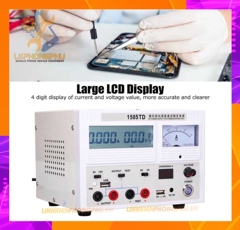Máy cấp nguồn PPDWoNeNg 1505TD 15V-5A ( Kim và Số )