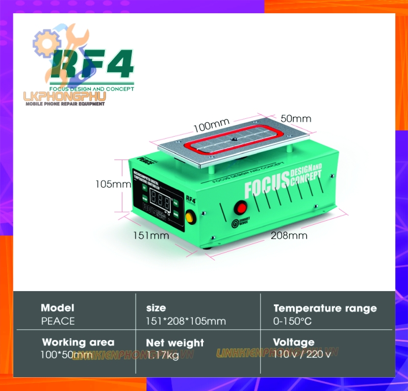 Bàn Nhiệt cắt kính 8inch RF4 RF-Peace