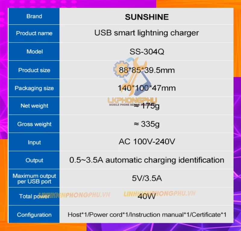 Bộ Sạc USB 6 Cổng Test Dòng Sunshine SS 304Q