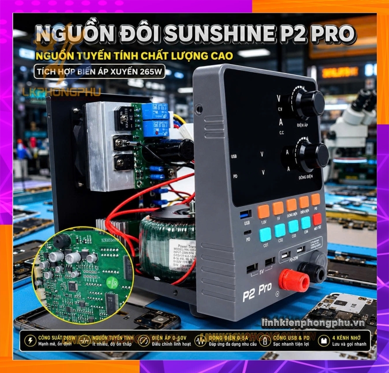 Máy cấp nguồn thông minh SUNSHINE P2 Pro (30V - 5A / 330W)