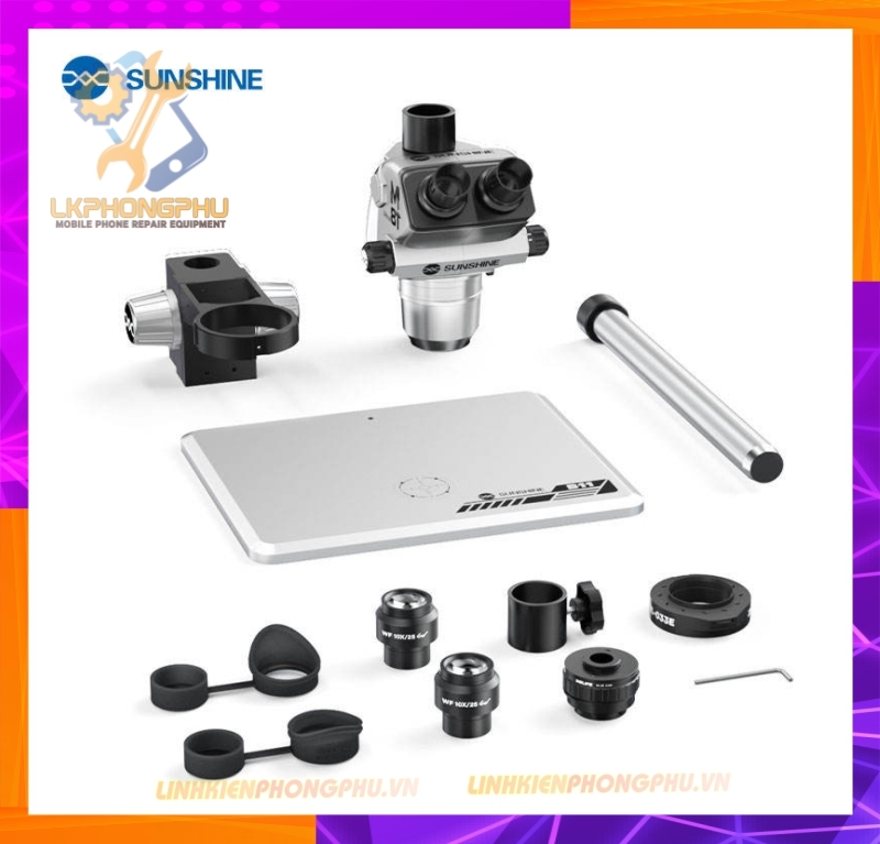 Kính hiển vi Sunshine M8t Ultra soi nổi 3 mắt (Trinocular) cao cấp cho các kỹ thuật zoom thực tế lớn từ 6X-72X