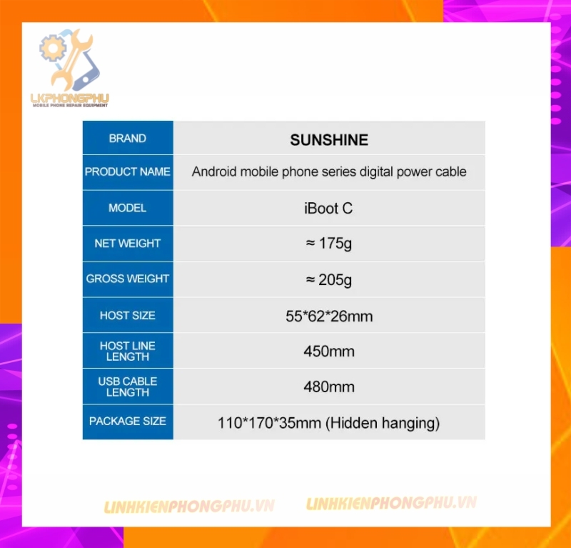 Dây cấp nguồn Sunshine  Android iBoot