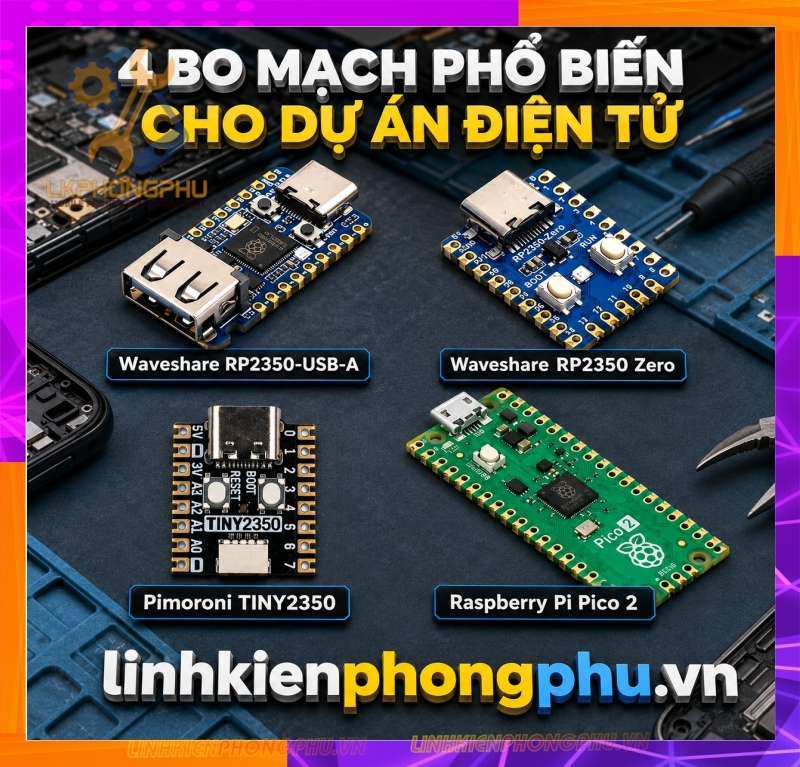 Mạch Bypass A12/A13 WaveShare RP2350-USB-A- Raspberry Pico 2 (Micro và Type C) - RP2350 Zero Mini