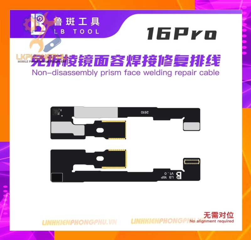 Cáp sửa Face ID khò hàn không tách thấu (không tách đế lăng kính) từ iPhone 13 đến iPhone 17