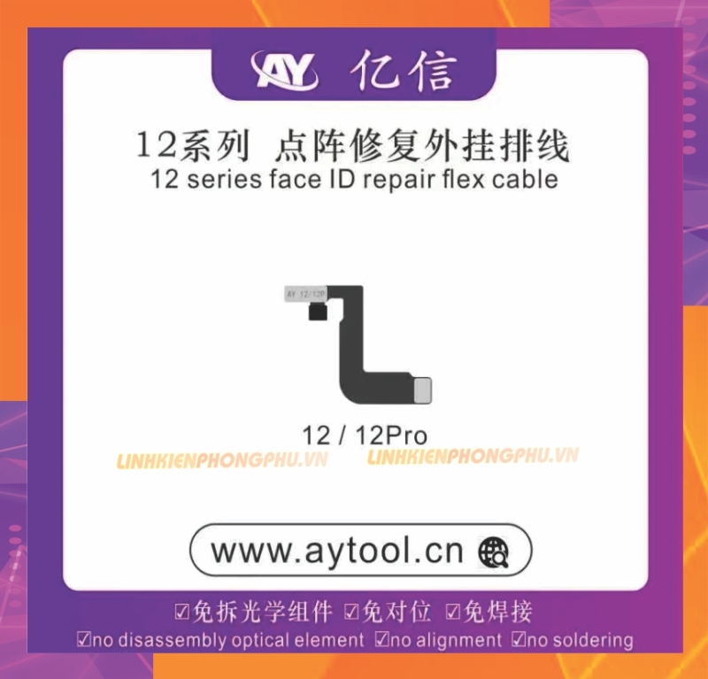 Cáp sửa Face ID AYTool A108 Không Khò Hàn: X-12ProMax