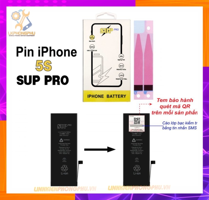 Pin iPhone 5S SUP PRO – 1810mAh