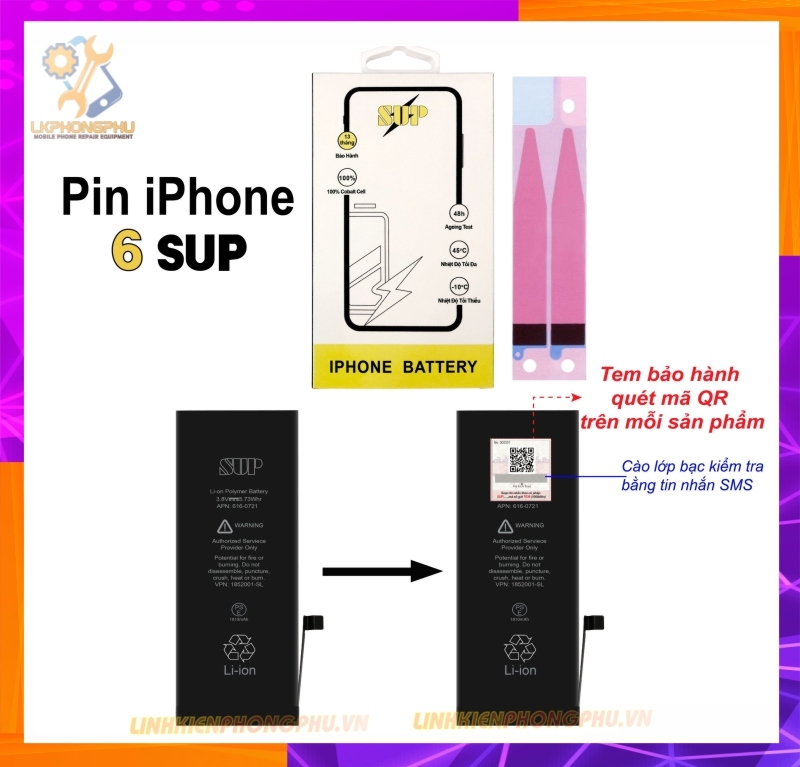 Pin iPhone 6G SUP – 1810mAh